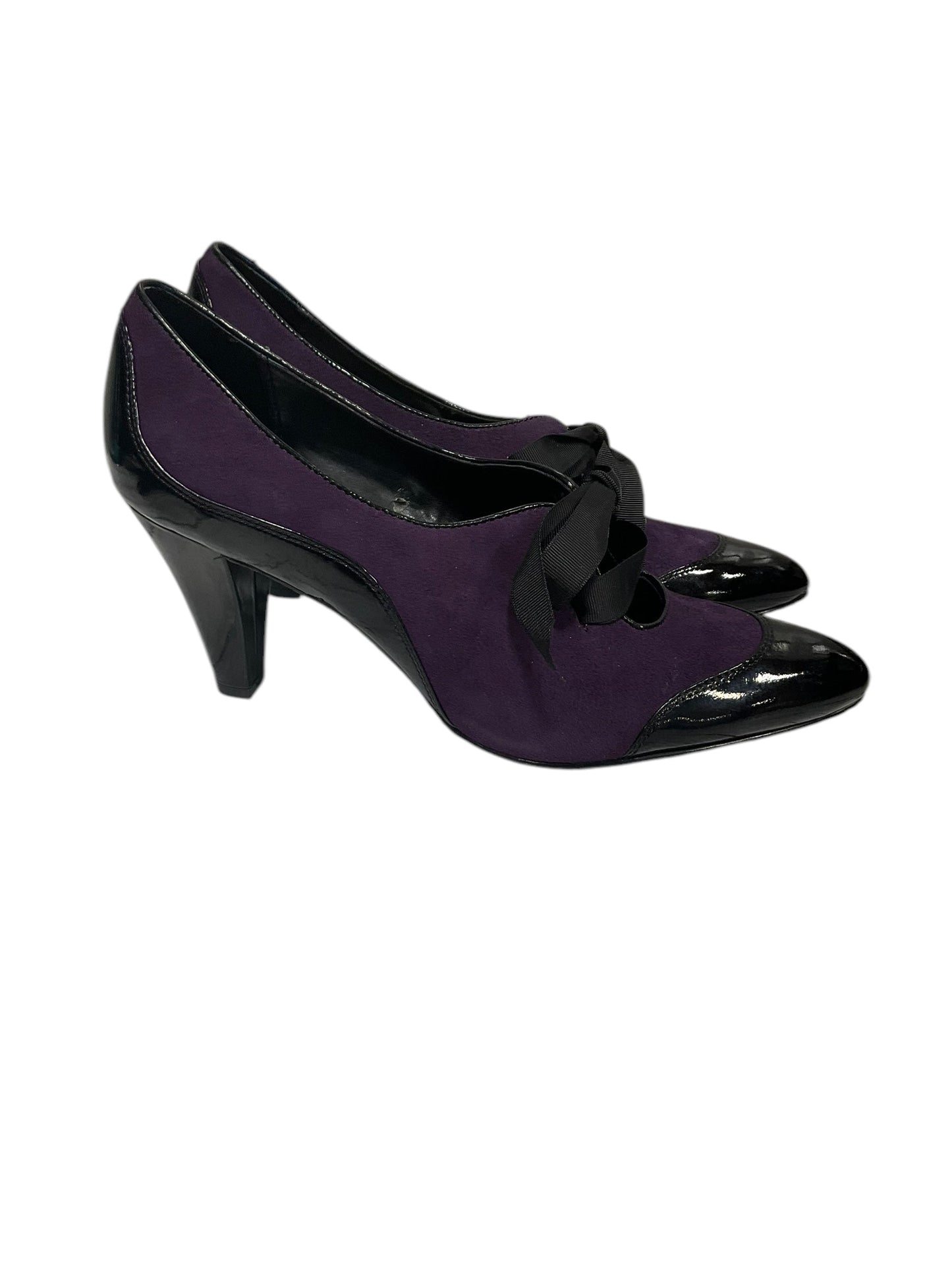 Shoes Heels Block By Liz Claiborne In Black & Purple, Size: 8.5