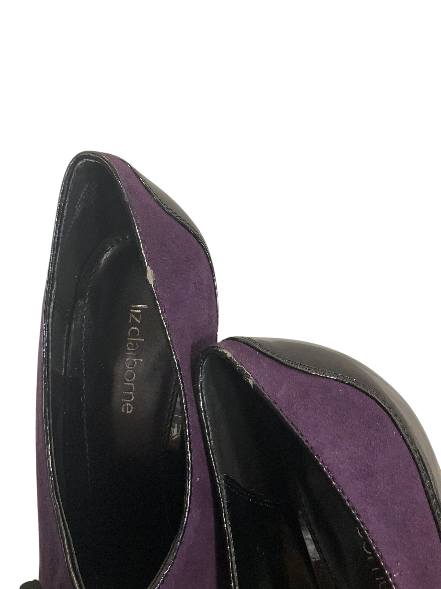 Shoes Heels Block By Liz Claiborne In Black & Purple, Size: 8.5