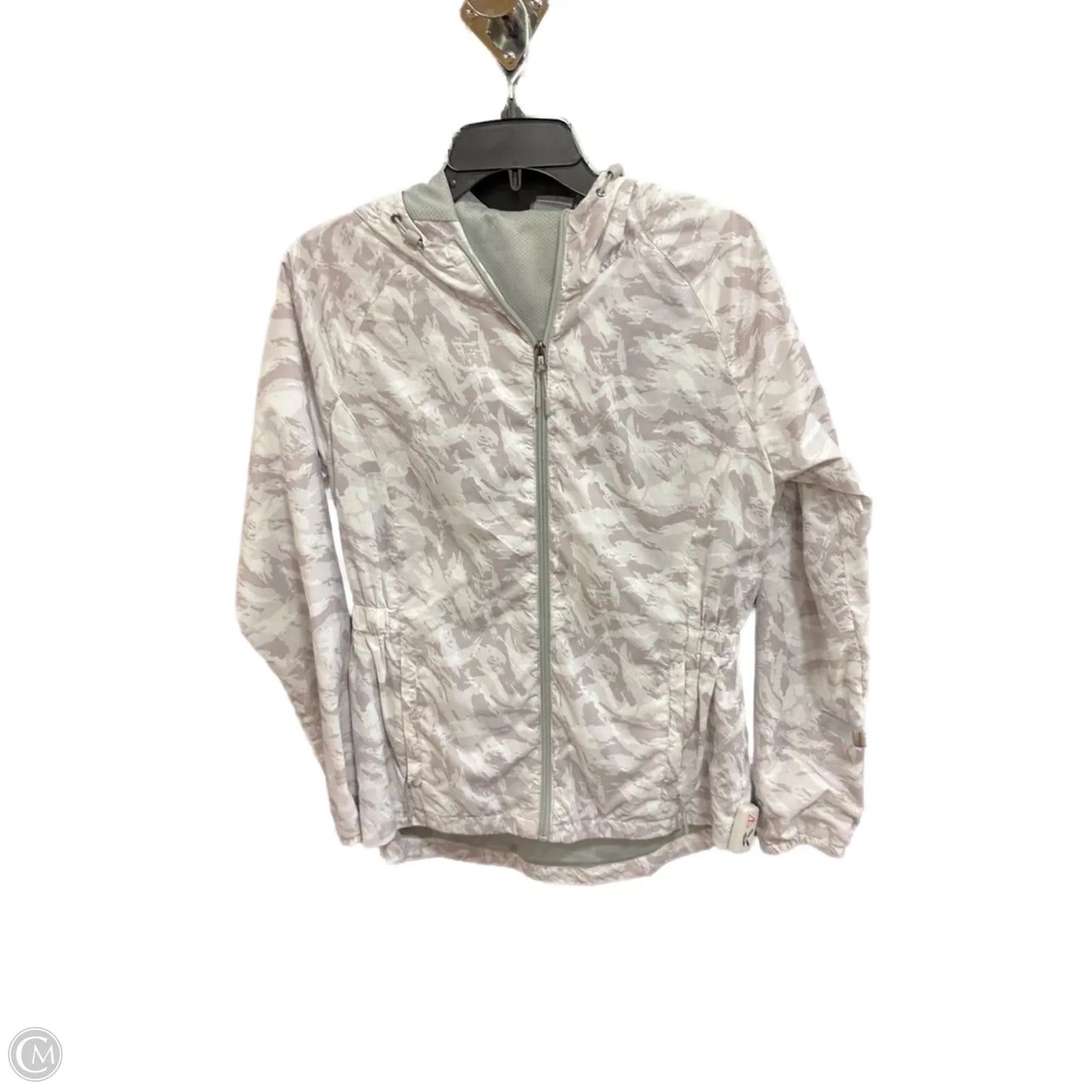 Jacket Windbreaker By New Balance In Grey & White, Size: M