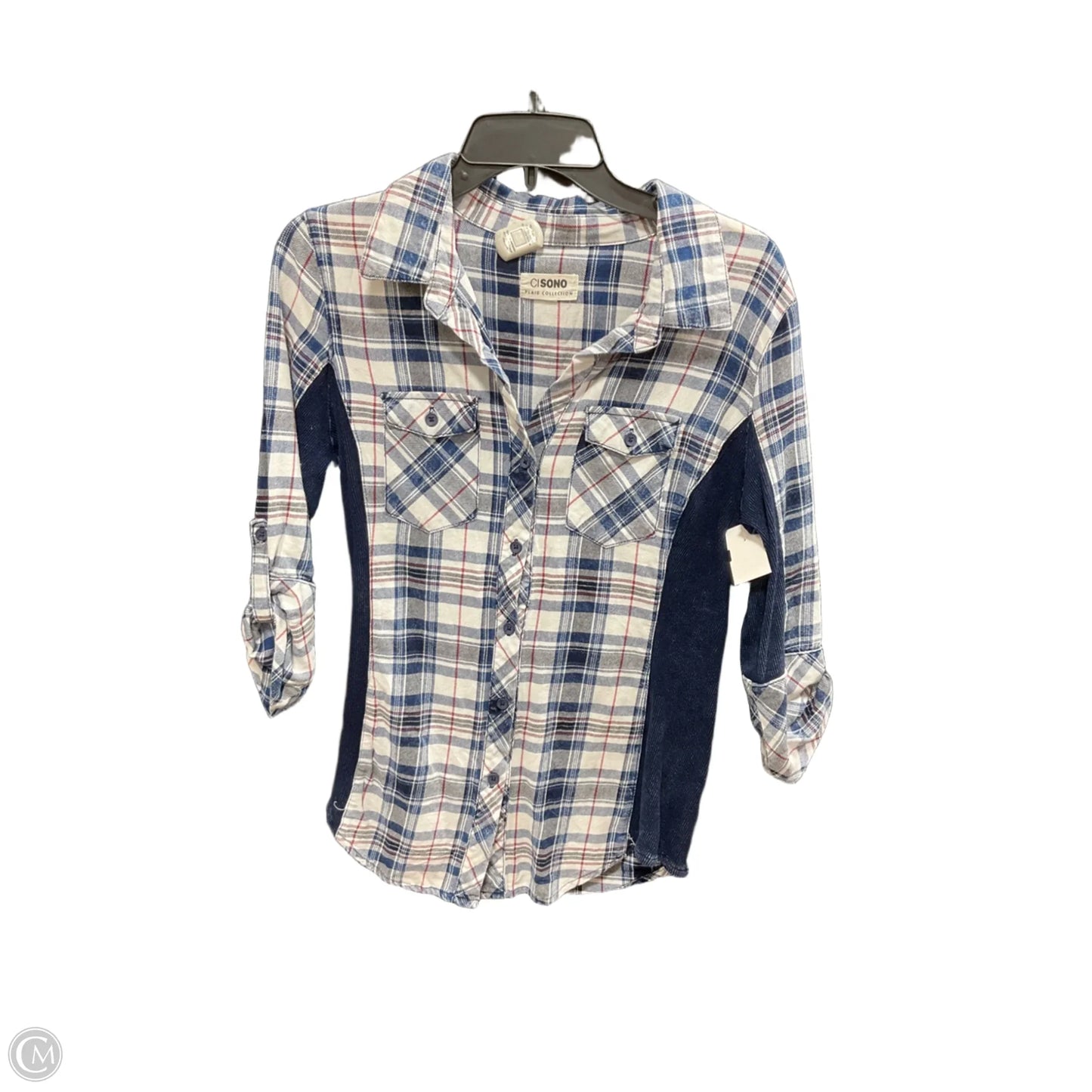 Blouse Long Sleeve By Ci Sono In Blue & Red, Size: M