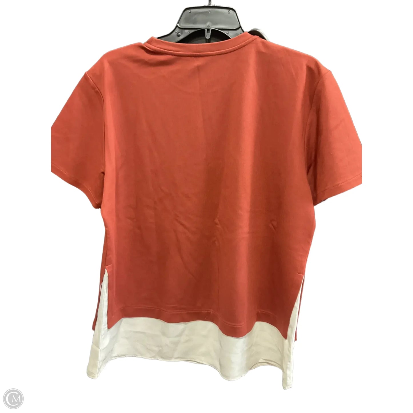 Top Short Sleeve By Ann Taylor In Orange & White, Size: L