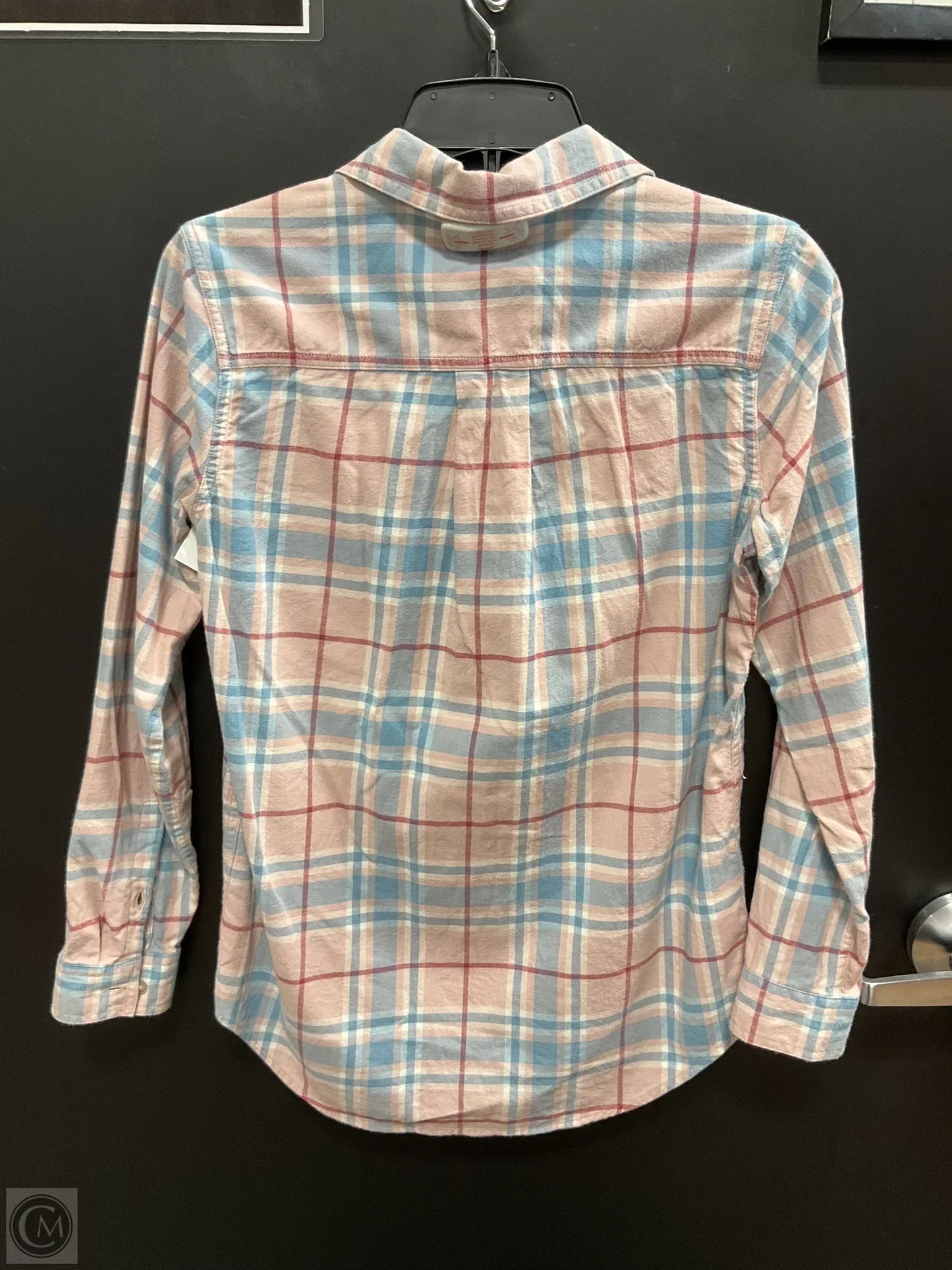 Blouse Long Sleeve By Eddie Bauer In Blue & Pink, Size: Xs