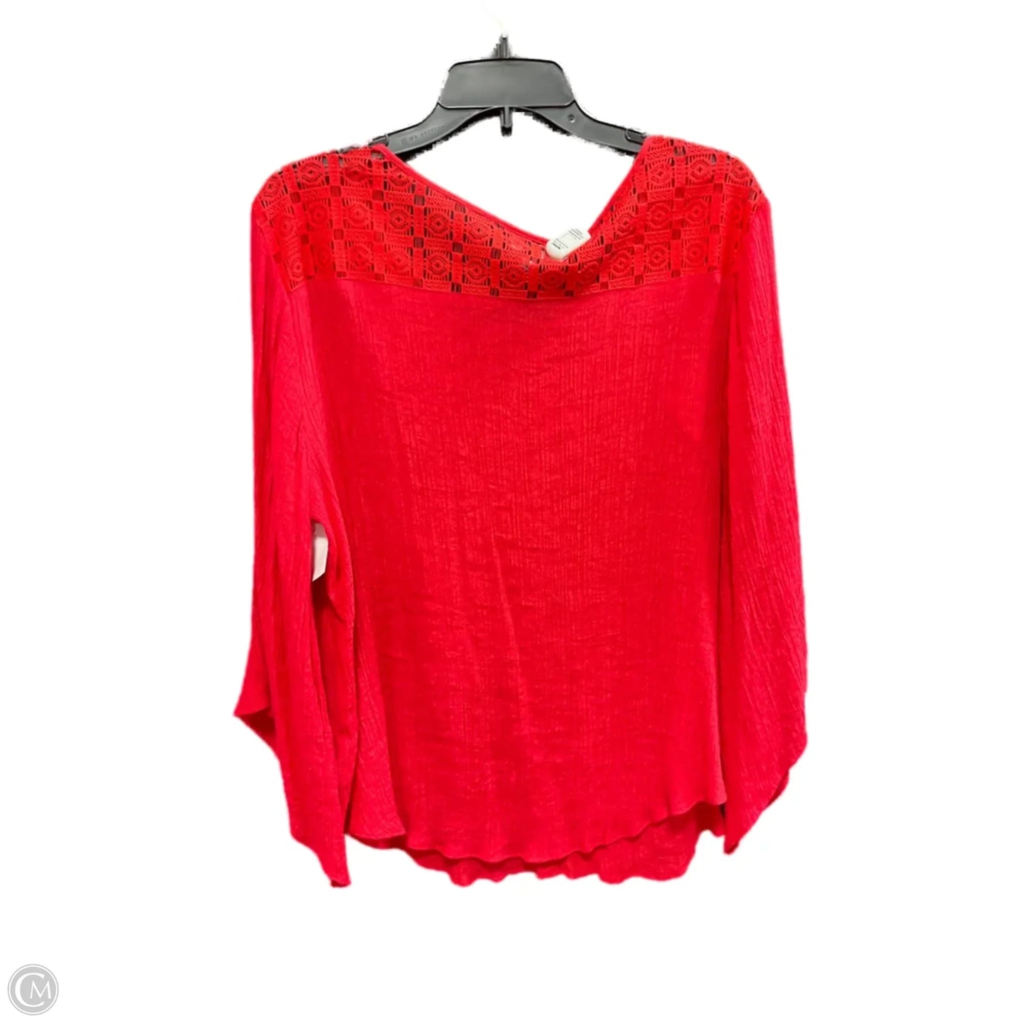 Top Long Sleeve By Agb In Red, Size: 2x