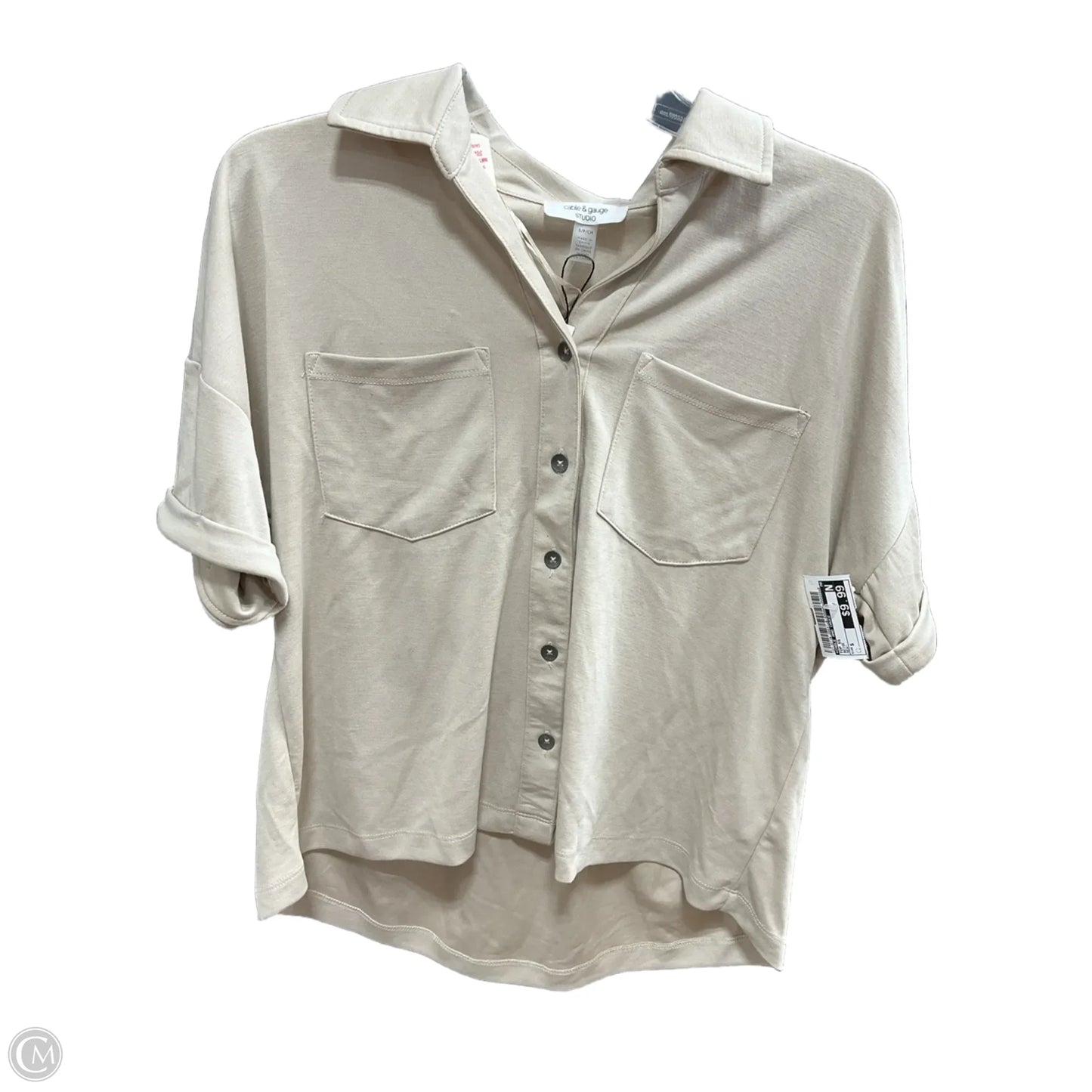 Top Short Sleeve By Cable And Gauge In Beige, Size: S