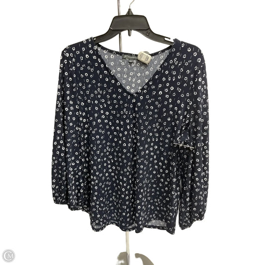 Top Long Sleeve By Adrianna Papell In Blue & White, Size: L