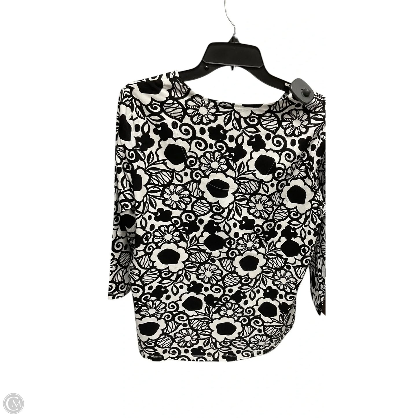 Top 3/4 Sleeve By Allison Daley In Black & White, Size: M