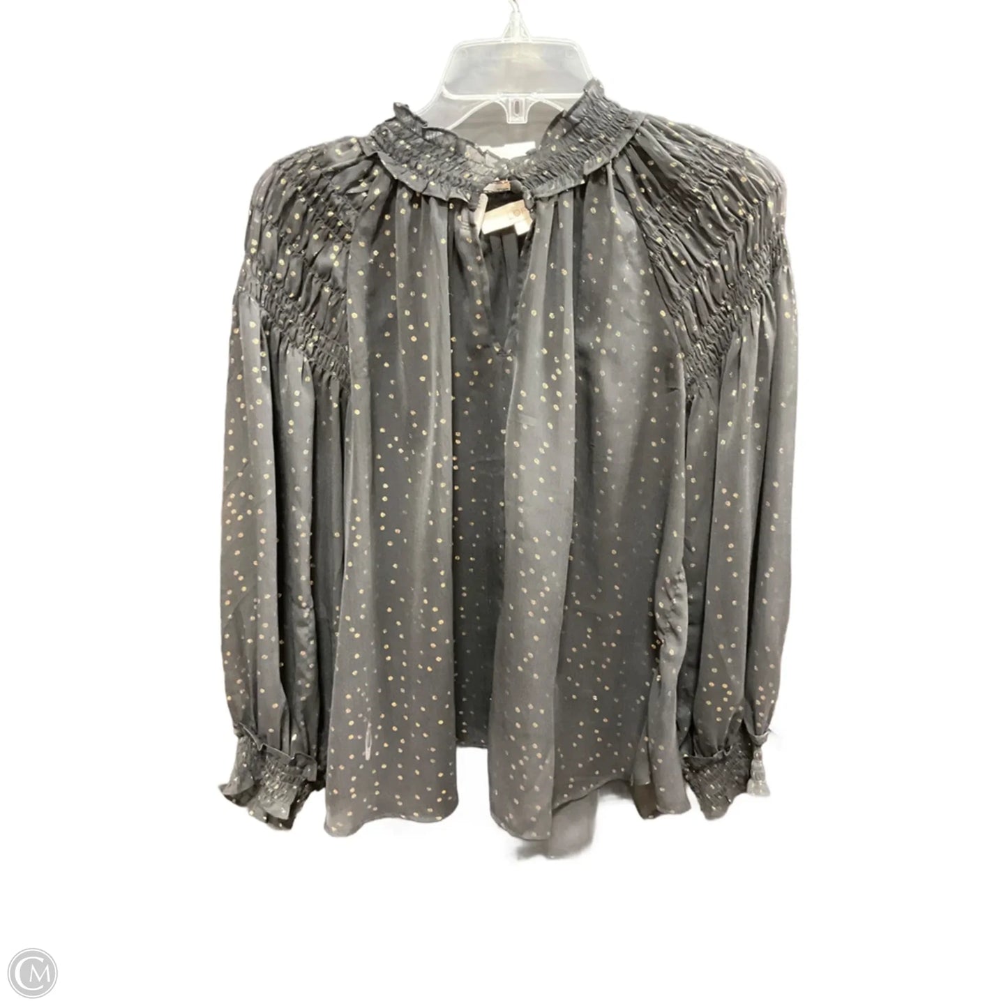 Top Long Sleeve By Loft In Black & Gold, Size: S