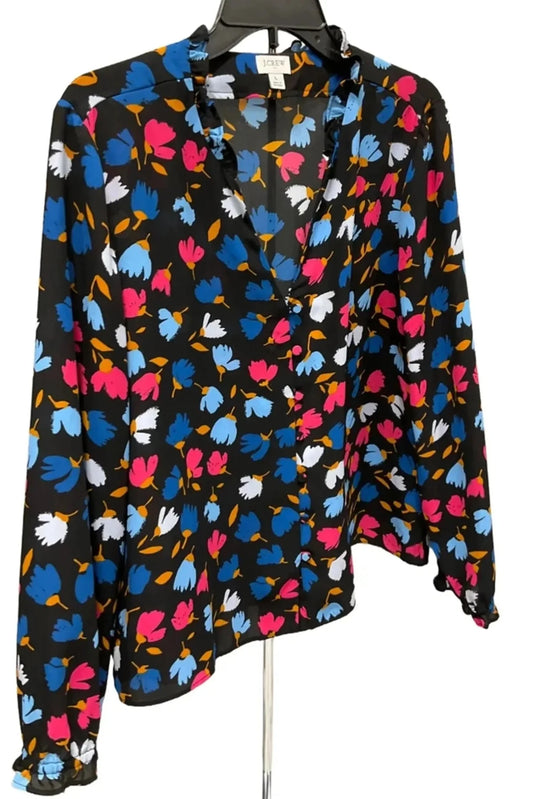 Top Long Sleeve By J. Crew In Floral Print, Size: L
