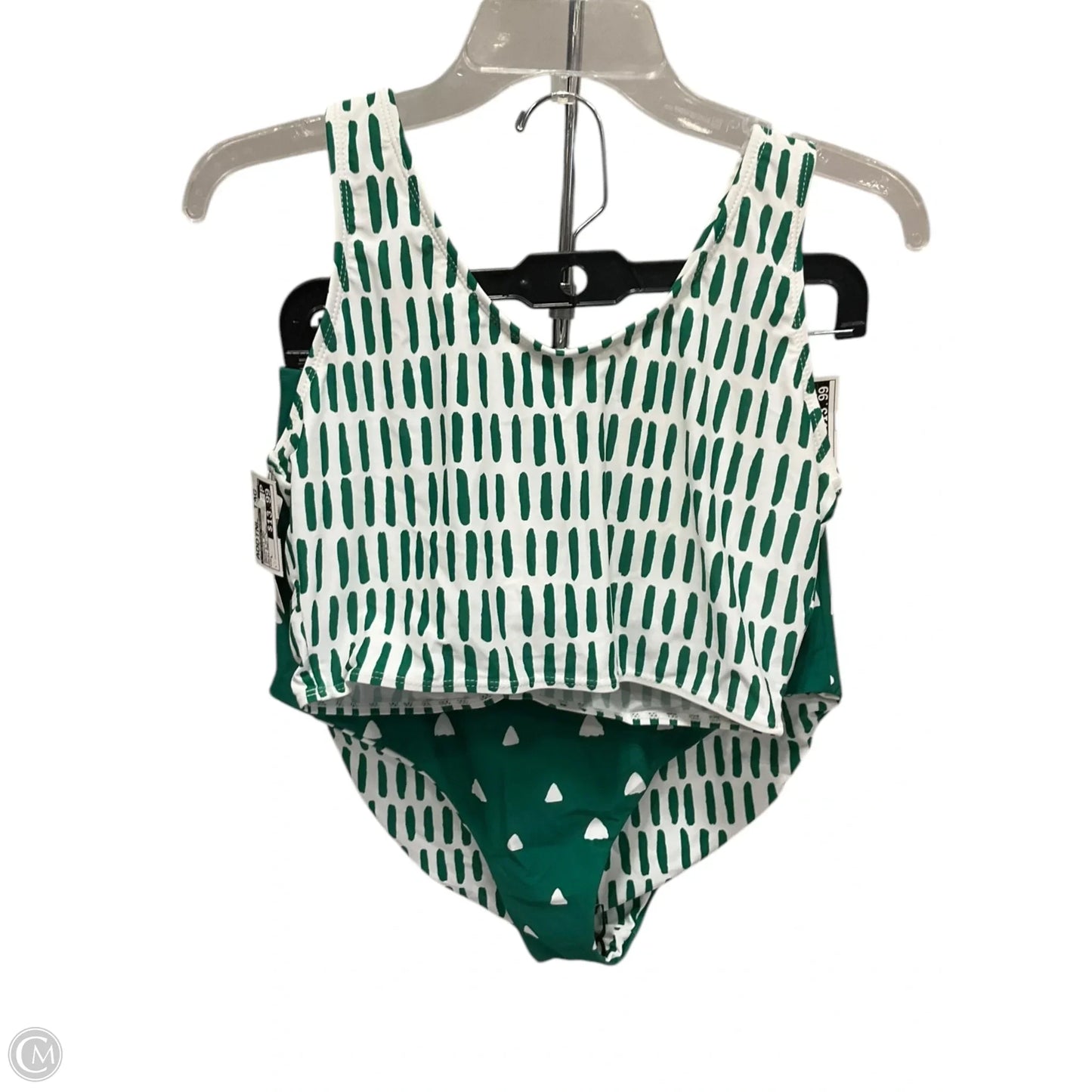 Swimsuit 2pc By Clothes Mentor In Green & White, Size: L