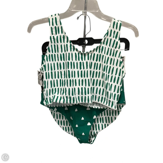 Swimsuit 2pc By Clothes Mentor In Green & White, Size: L