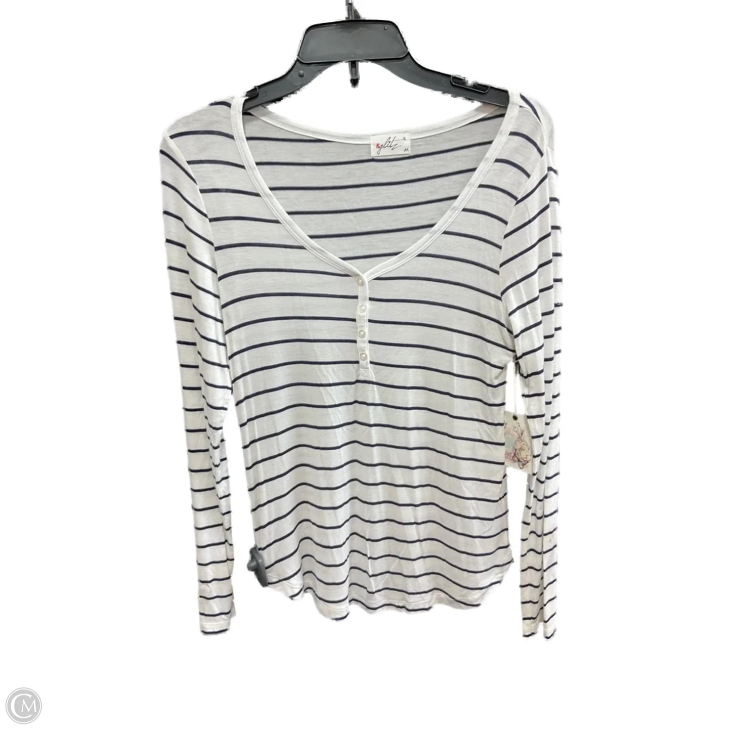 Top Long Sleeve By Clothes Mentor In Striped Pattern, Size: M