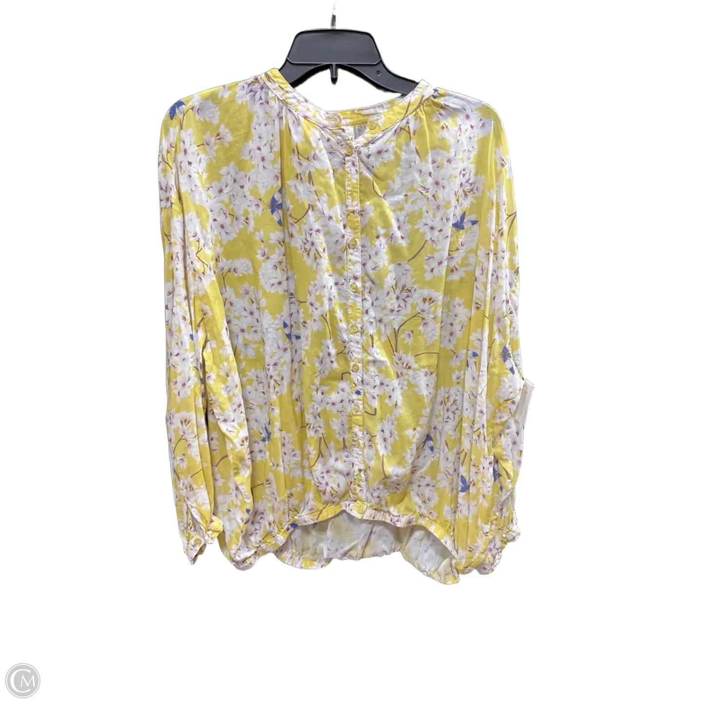 Top Long Sleeve By H&m In White & Yellow, Size: M