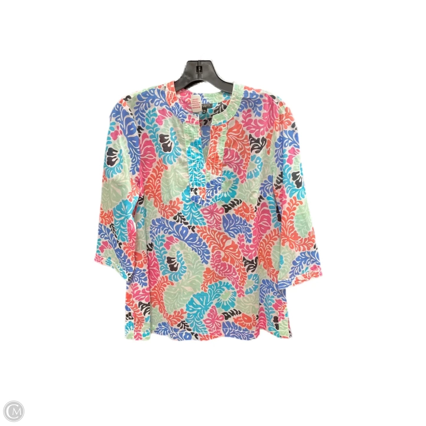 Top 3/4 Sleeve By Talbots In Tropical Print, Size: M