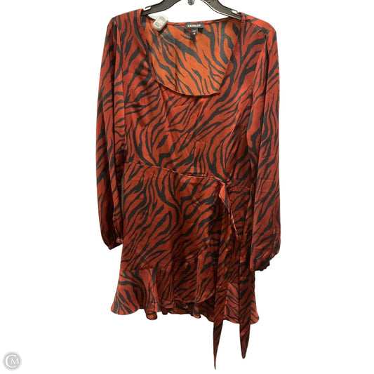 Dress Casual Midi By Express In Black & Orange, Size: M