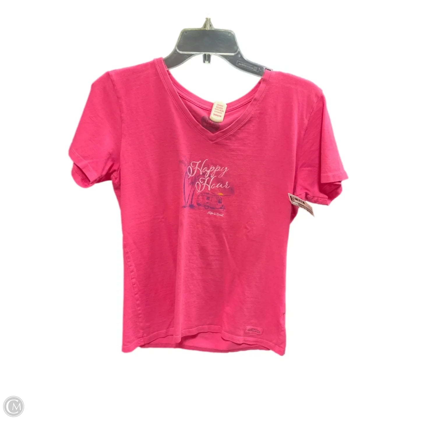 Top Short Sleeve By Life Is Good In Pink, Size: M