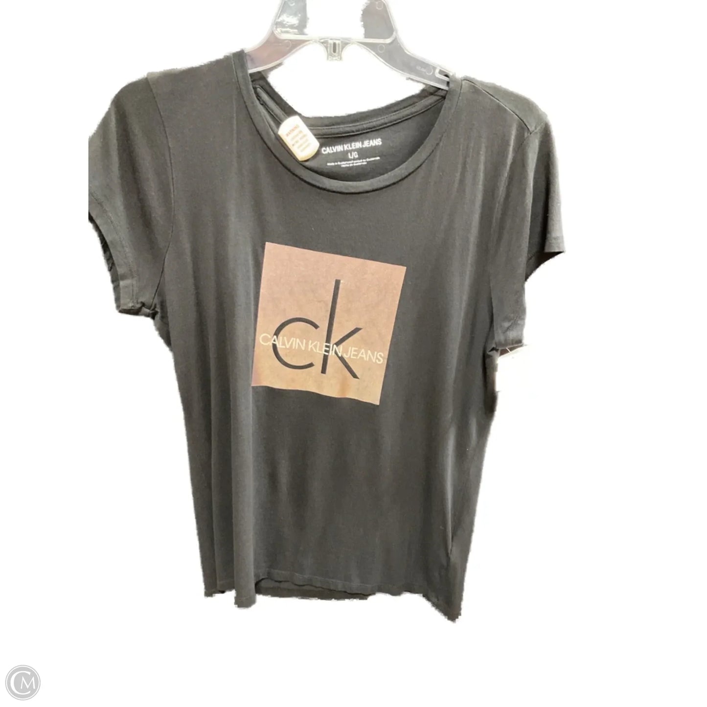 Top Short Sleeve By Calvin Klein In Black, Size: L