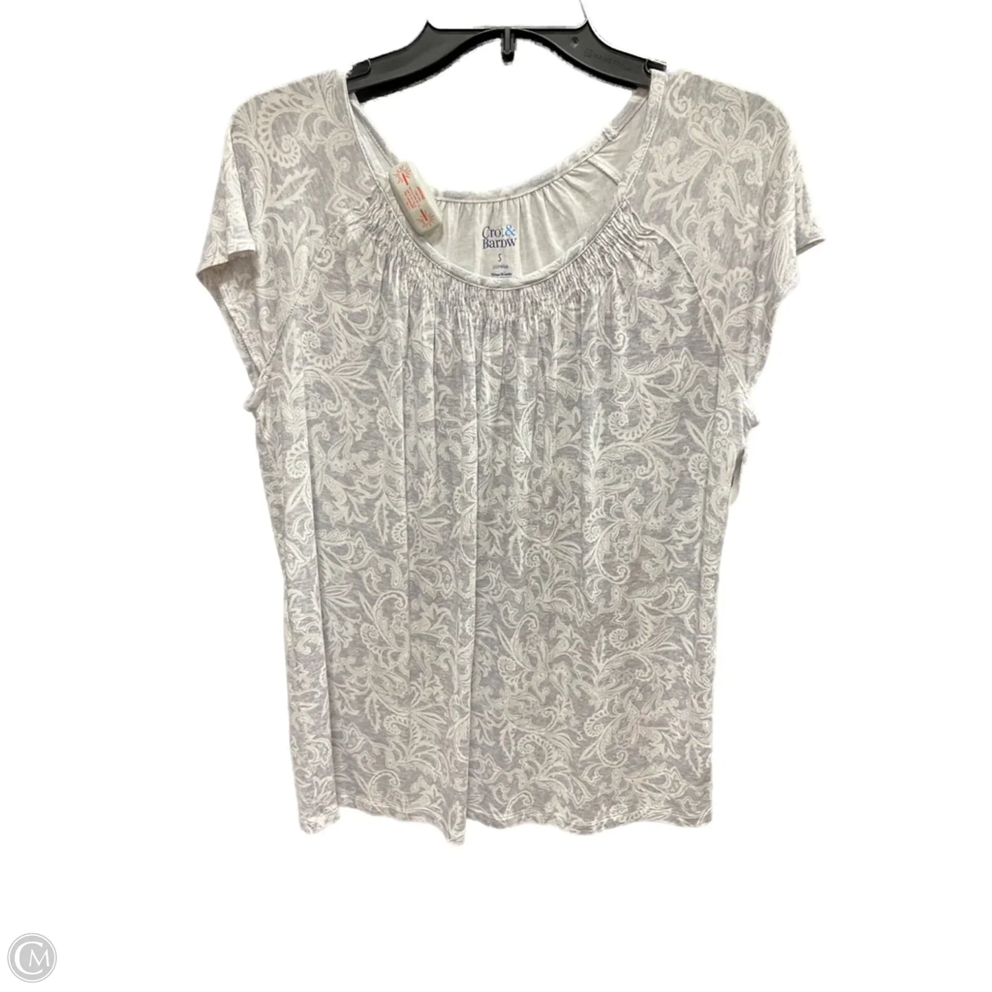 Top Short Sleeve By Croft And Barrow In Grey & White, Size: S