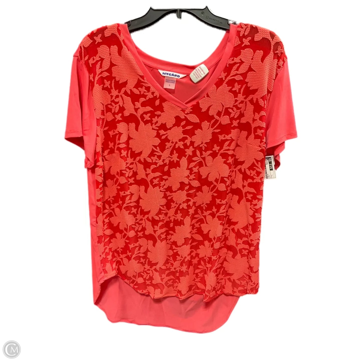 Top Short Sleeve By Nygard Peter In Coral, Size: L