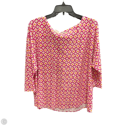 Top 3/4 Sleeve By Chicos In Orange & Pink, Size: Xl