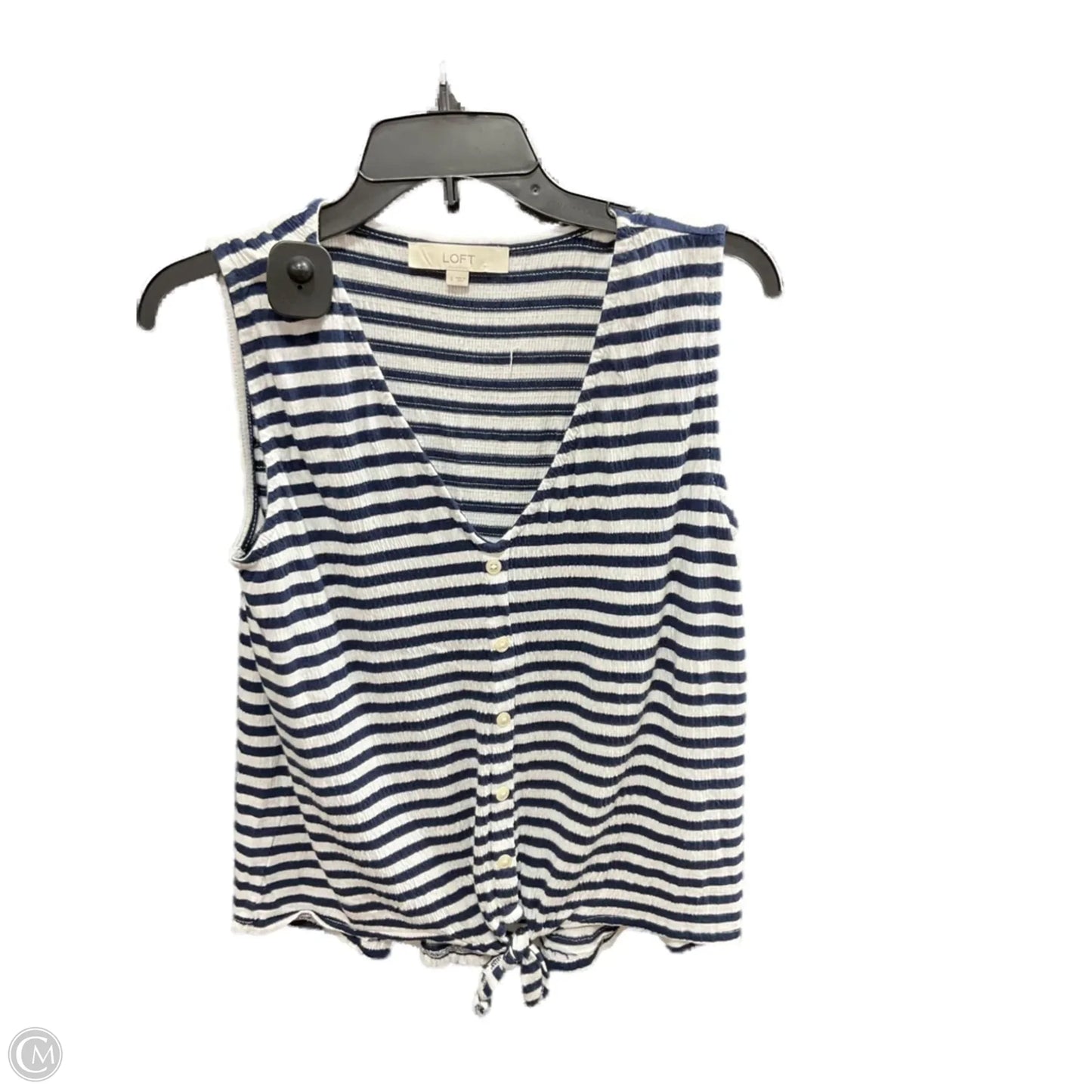 Top Sleeveless By Loft In Blue & White, Size: S