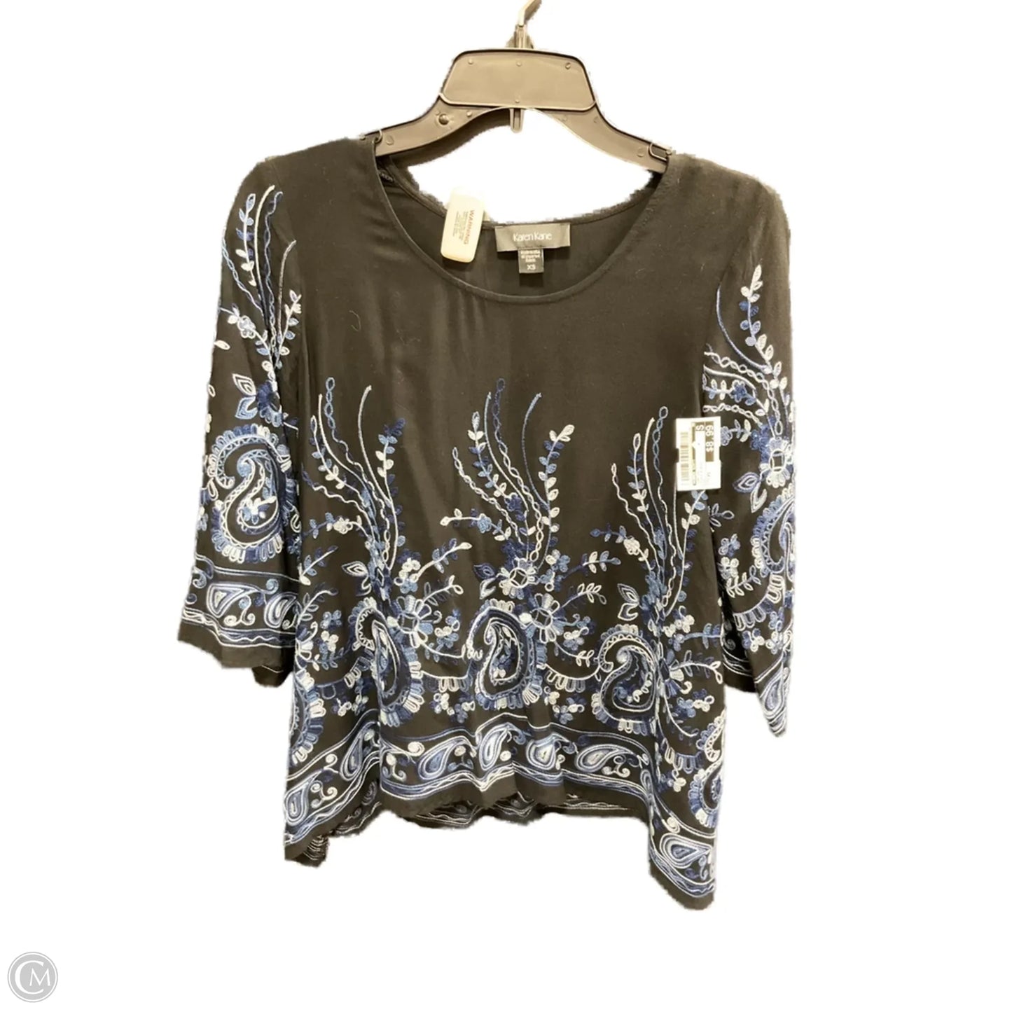 Top Short Sleeve By Karen Scott In Black & Blue, Size: Xs