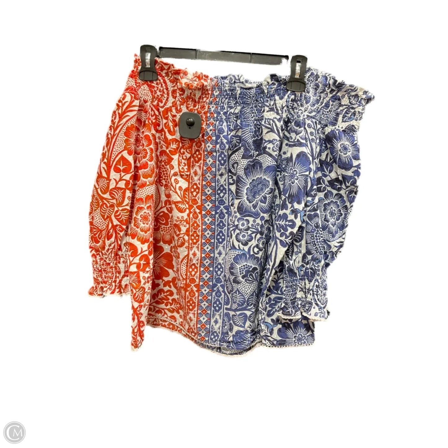 Top 3/4 Sleeve By Chicos In Blue & Red, Size: L