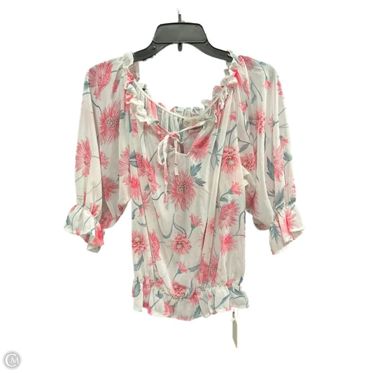 Top Short Sleeve By Clothes Mentor In Pink & White, Size: L