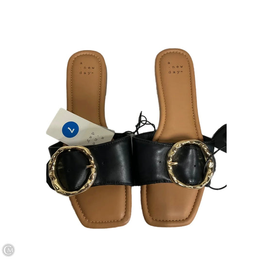 Sandals Flats By A New Day In Black & Gold, Size: 7