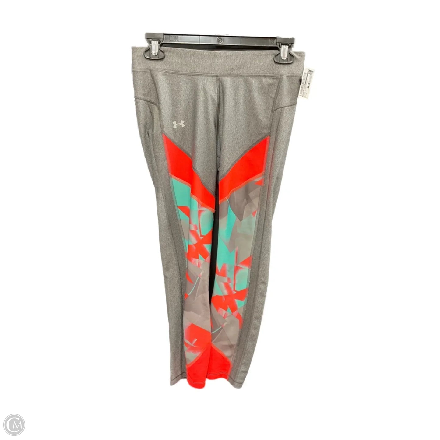 Athletic Leggings By Under Armour In Grey & Orange, Size: M
