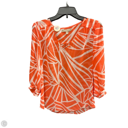 Top Long Sleeve By Banana Republic In Orange & White, Size: Xs