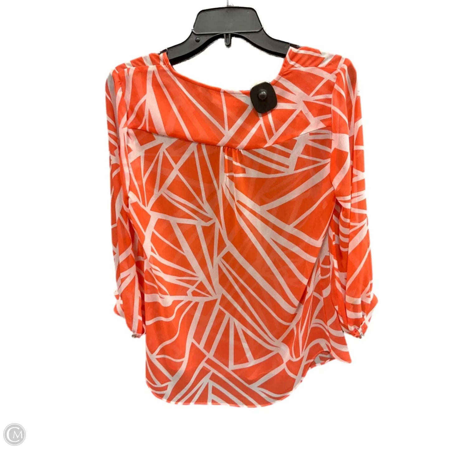 Top Long Sleeve By Banana Republic In Orange & White, Size: Xs