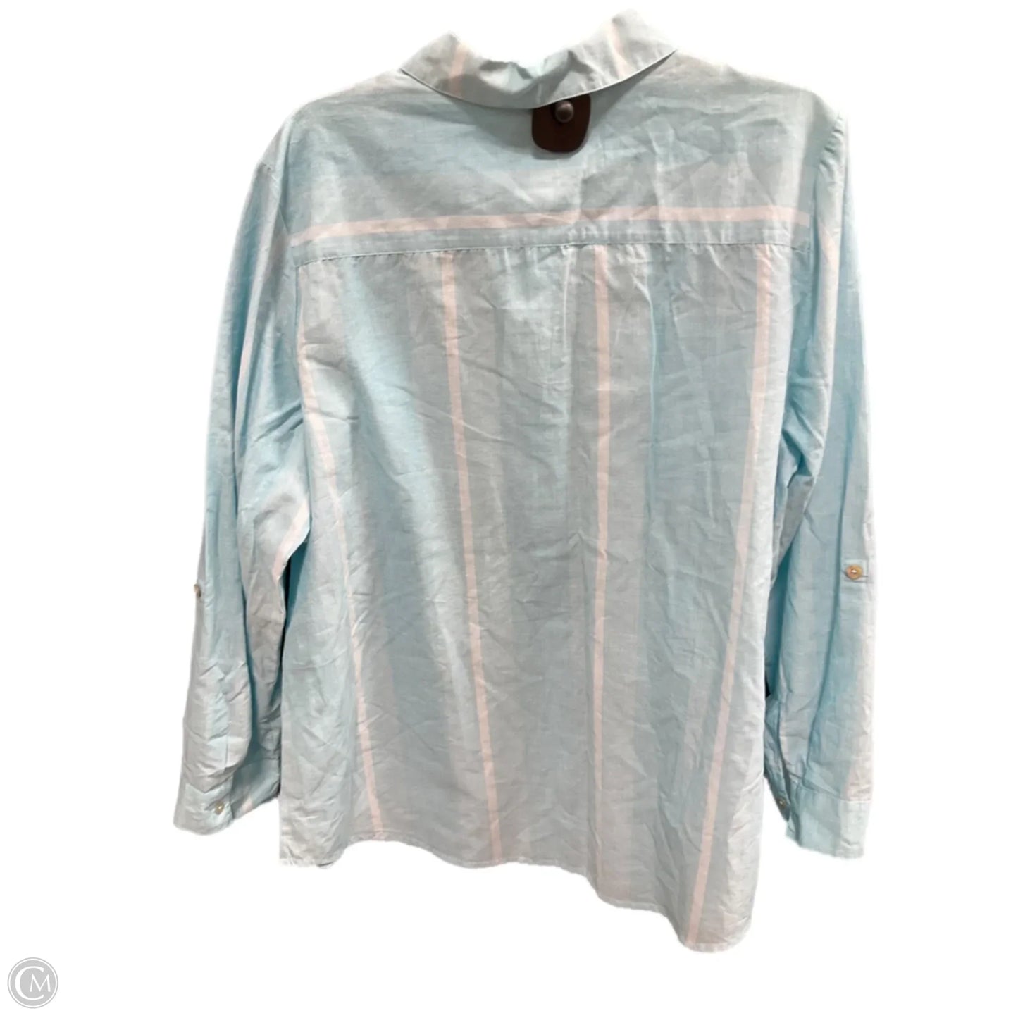Blouse Long Sleeve By Chicos In Aqua, Size: Xl