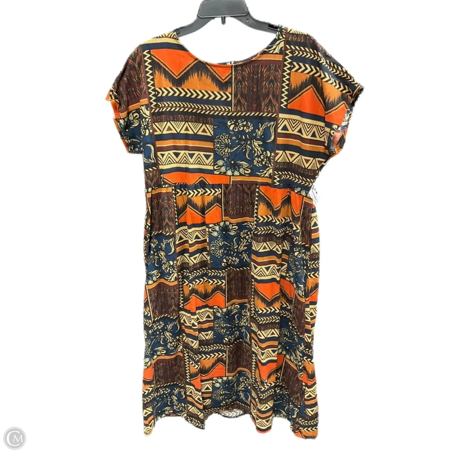 Dress Casual Midi By Cmf In Blue & Orange, Size: Xxl