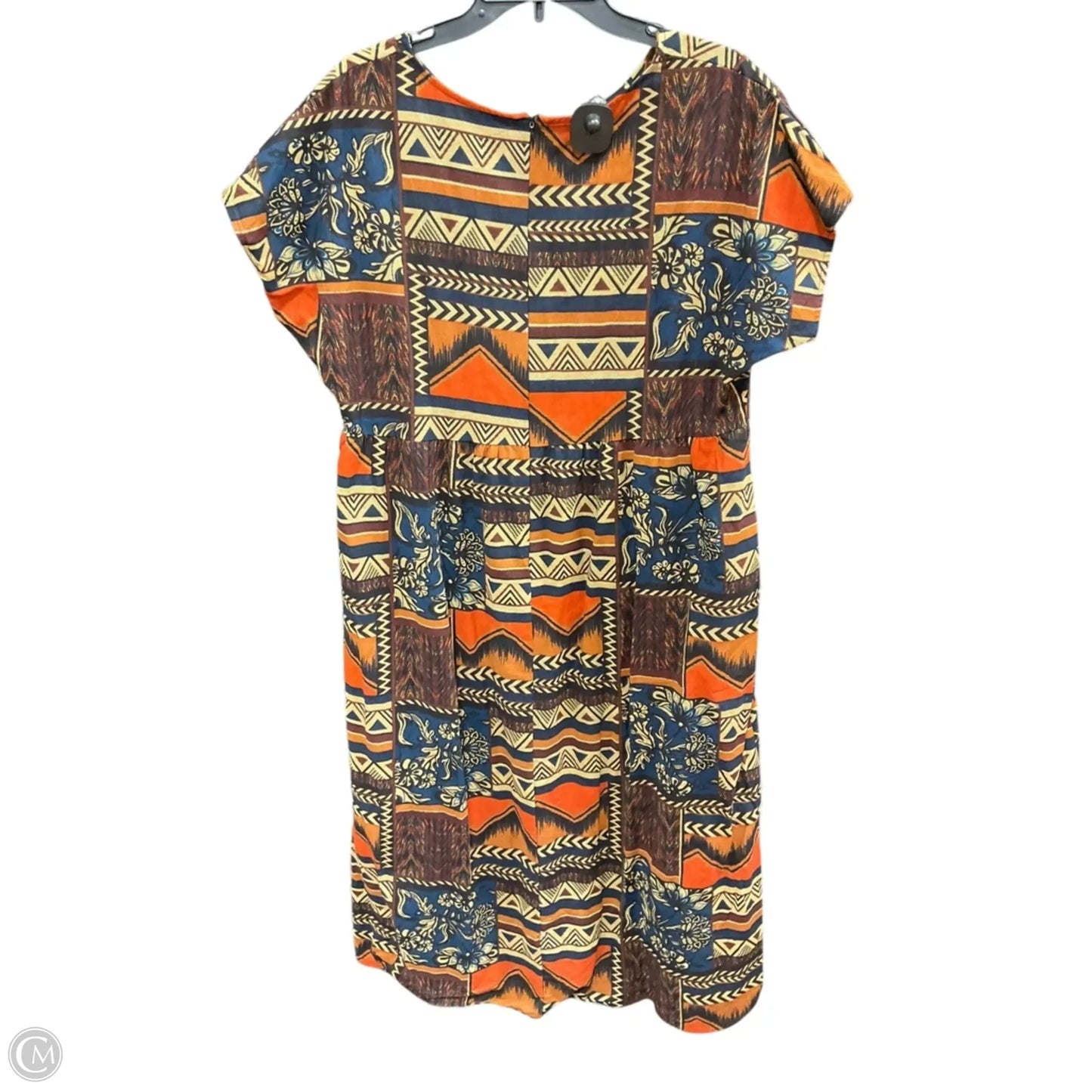 Dress Casual Midi By Cmf In Blue & Orange, Size: Xxl