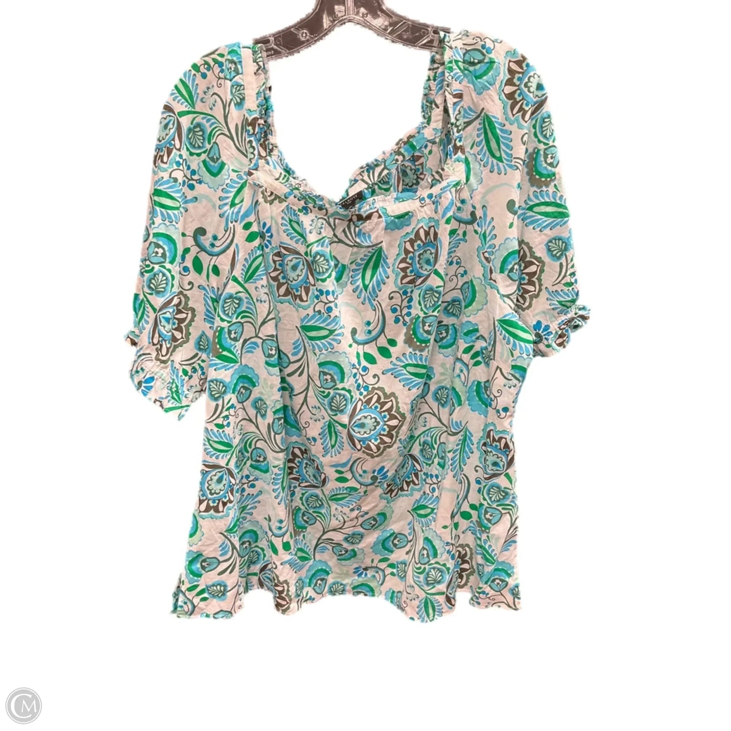 Top Short Sleeve By Talbots In Blue & Green, Size: 2x