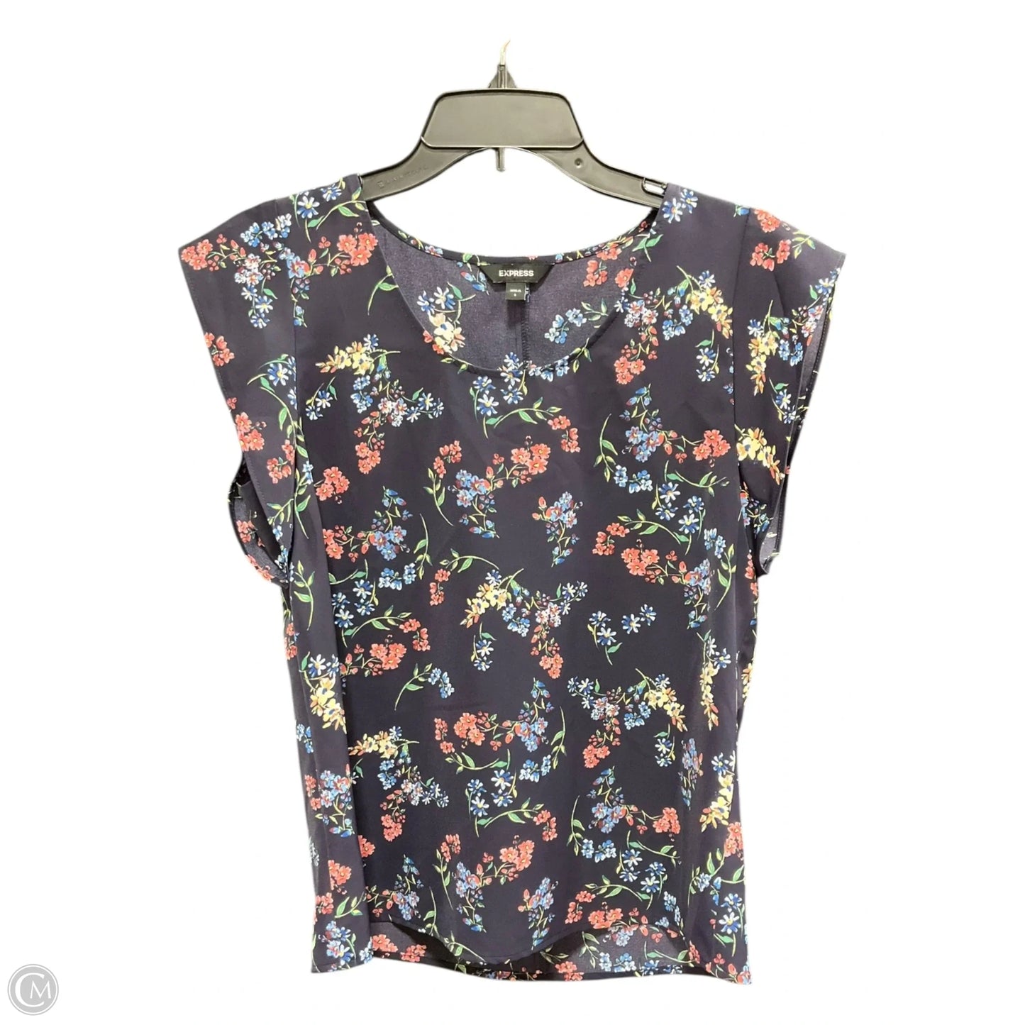 Top Short Sleeve By Express In Floral Print, Size: S