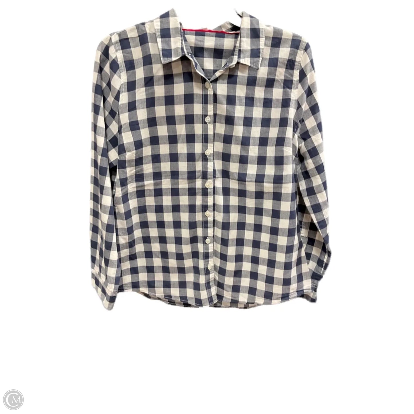 Blouse Long Sleeve By Crown And Ivy In Blue & White, Size: L