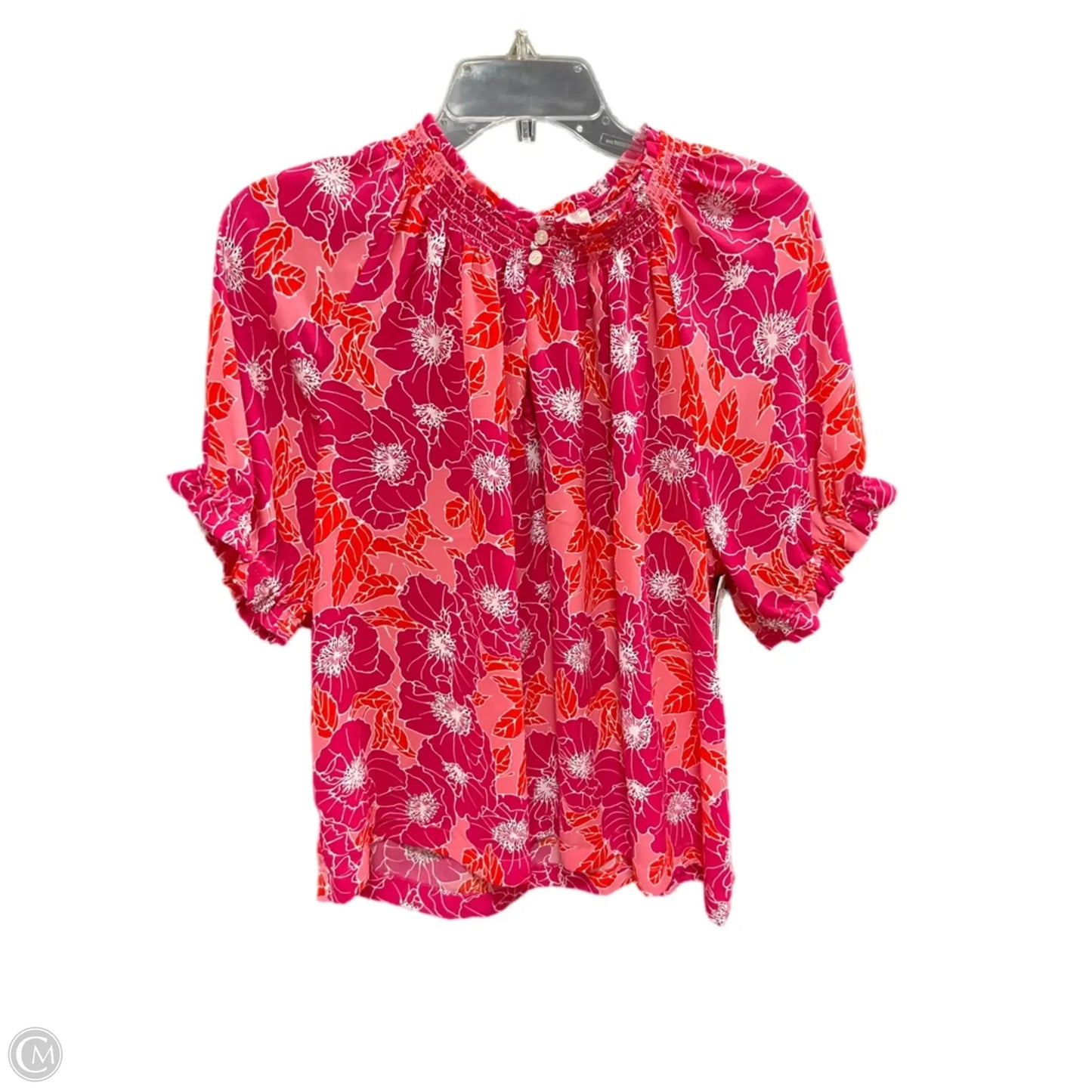 Top Short Sleeve By Loft In Pink & Red, Size: L