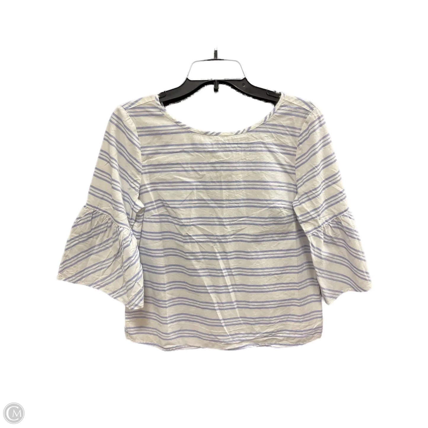 Top 3/4 Sleeve By J. Crew In Blue & White, Size: 4