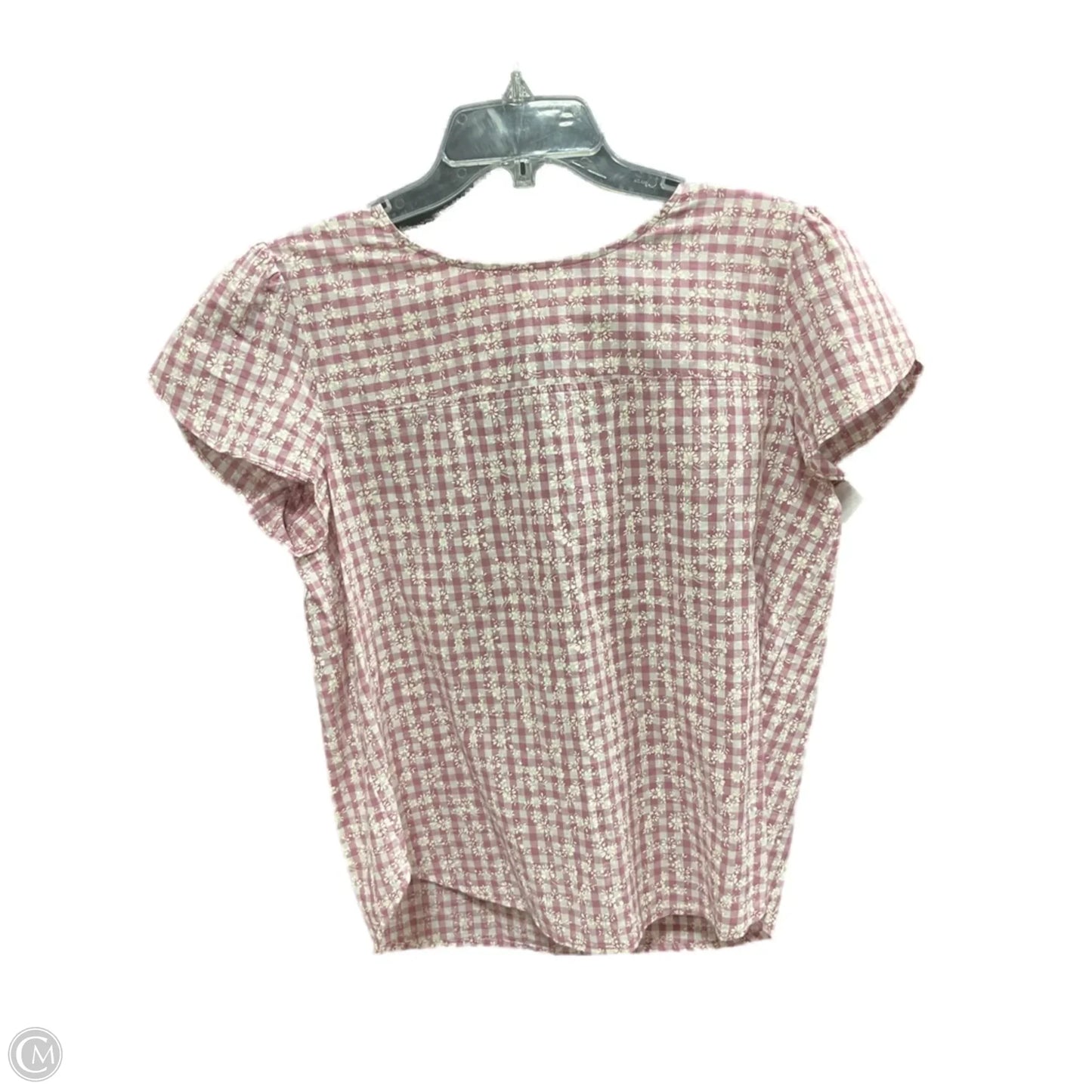 Top Short Sleeve By Loft In Pink & White, Size: M