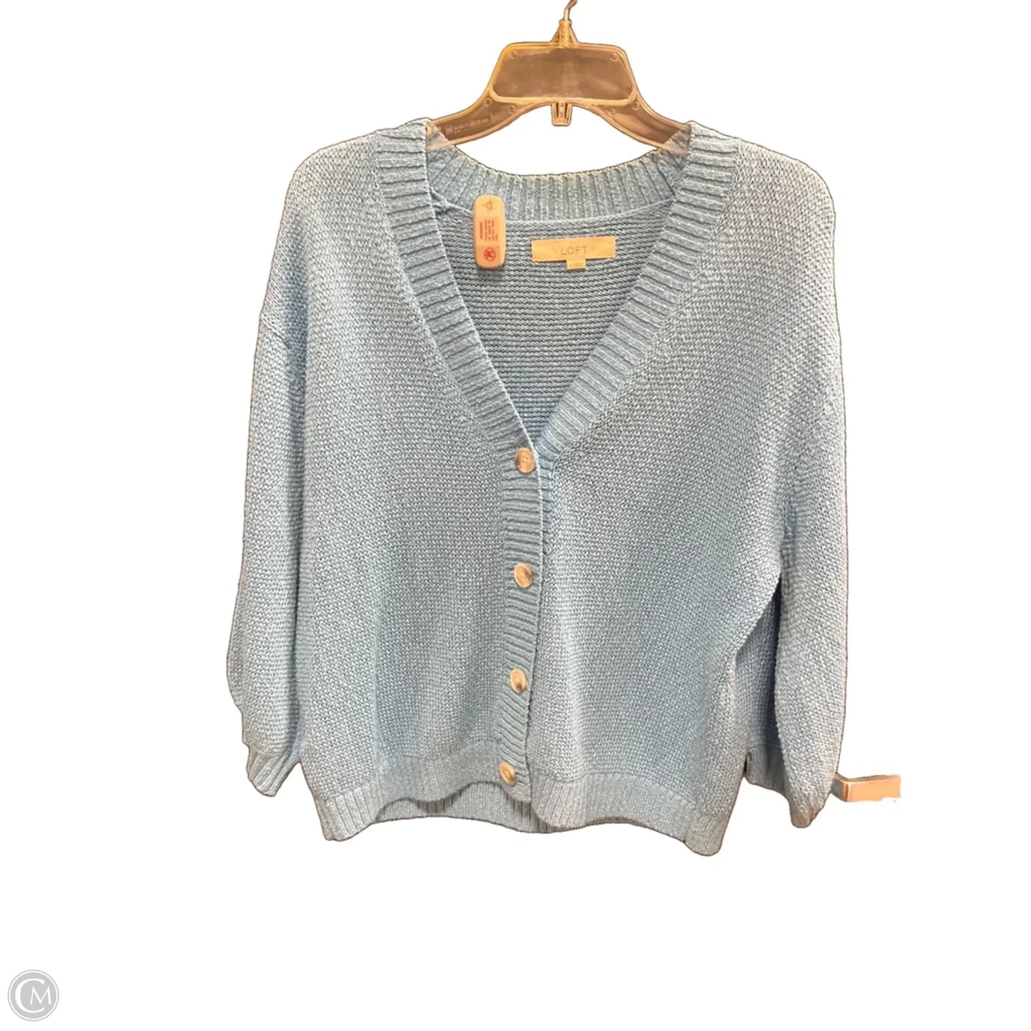 Sweater Cardigan By Loft In Aqua, Size: L