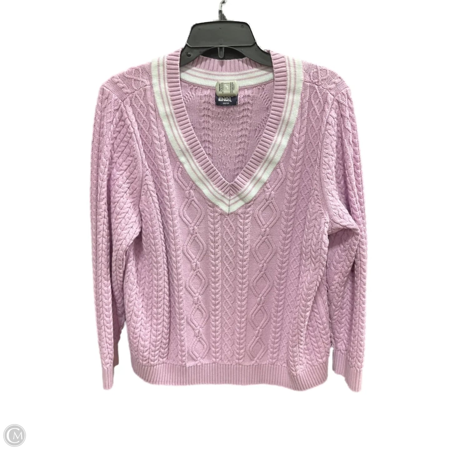 Sweater By Lands End In Purple & White, Size: 2x