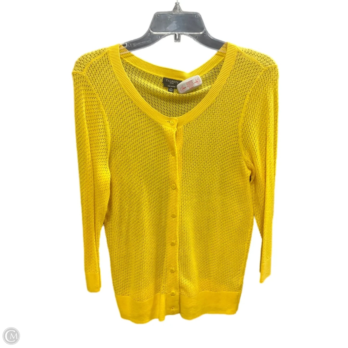 Sweater Cardigan By Talbots In Yellow, Size: M