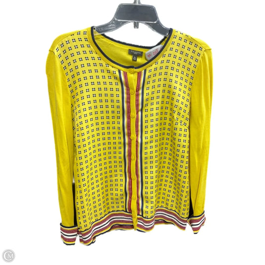 Sweater Cardigan By Talbots In Red & Yellow, Size: M