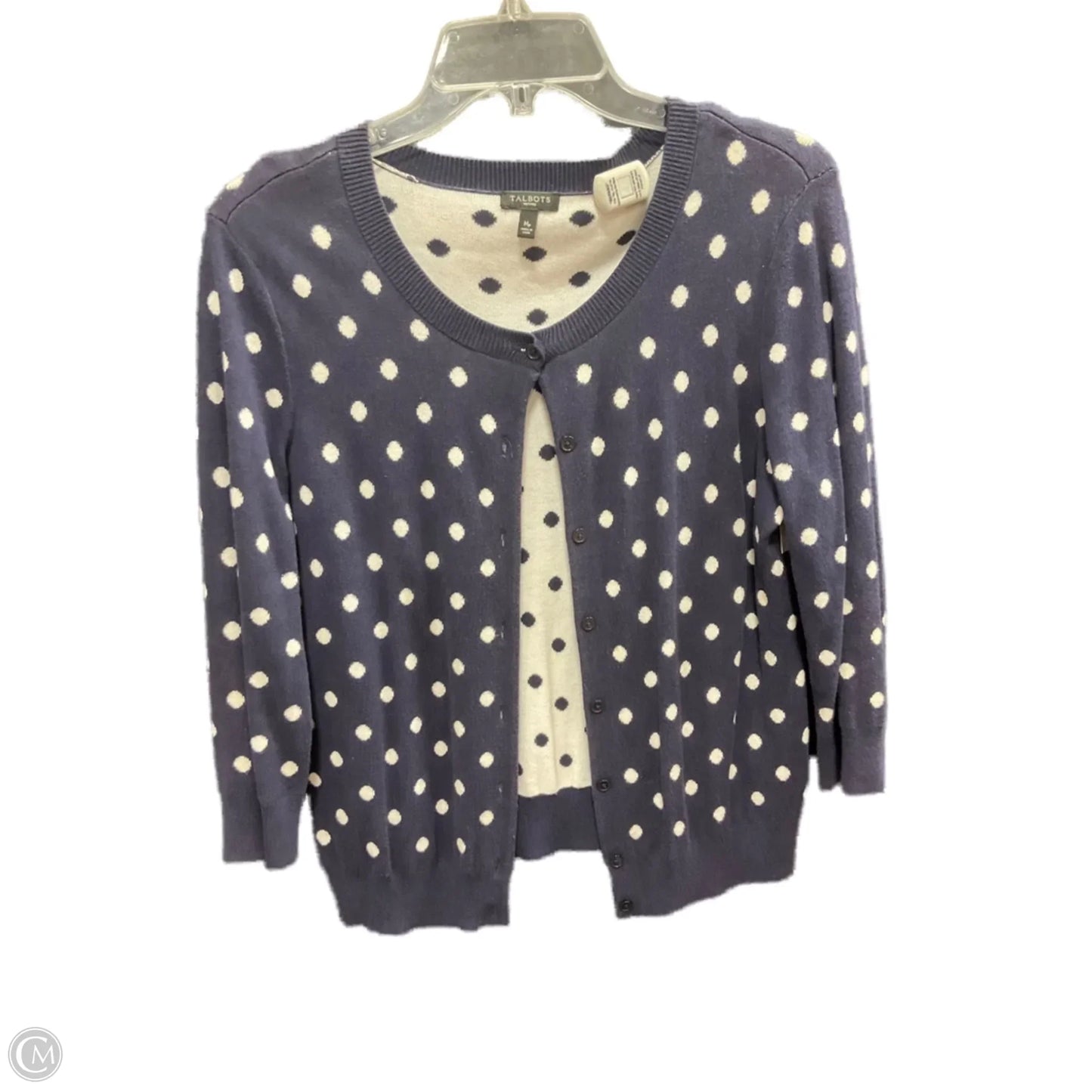 Sweater Cardigan By Talbots In Polkadot Pattern, Size: M
