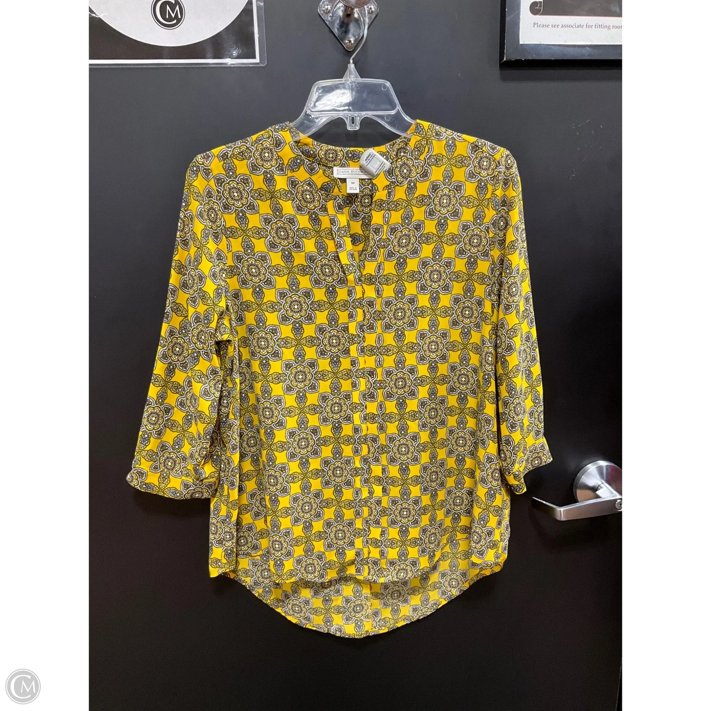 Top 3/4 Sleeve By Dana Buchman In Yellow, Size: M