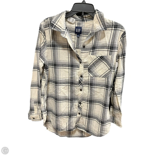 Blouse Long Sleeve By Gap In Cream & Grey, Size: M
