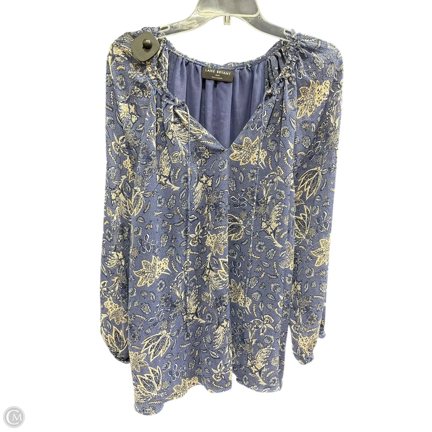 Top 3/4 Sleeve By Lane Bryant In Blue & Gold, Size: 1x