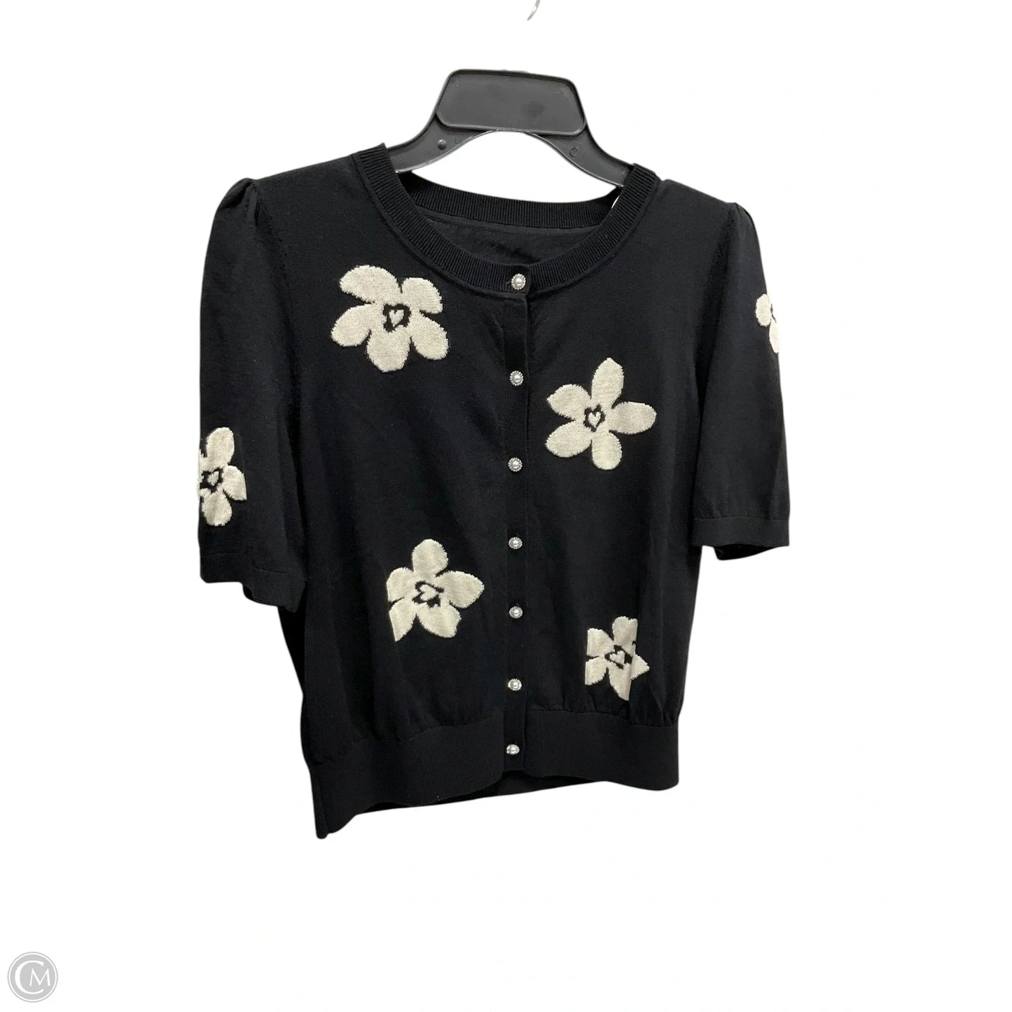Sweater Cardigan By Cma In Black & Cream, Size: L