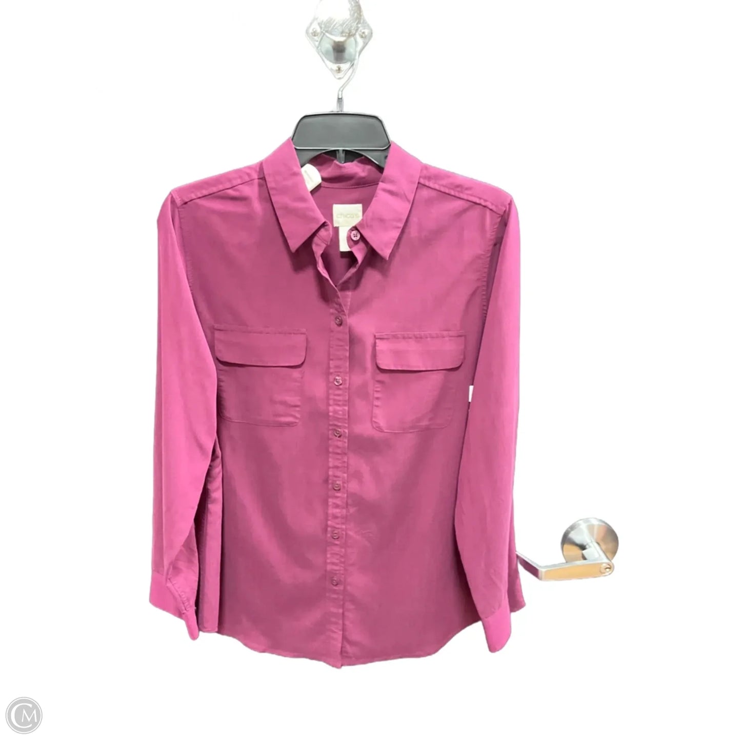 Blouse Long Sleeve By Chicos In Pink, Size: M